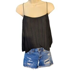 A New Day Women's Black Plissé Pleated Cami Tank Top Size M